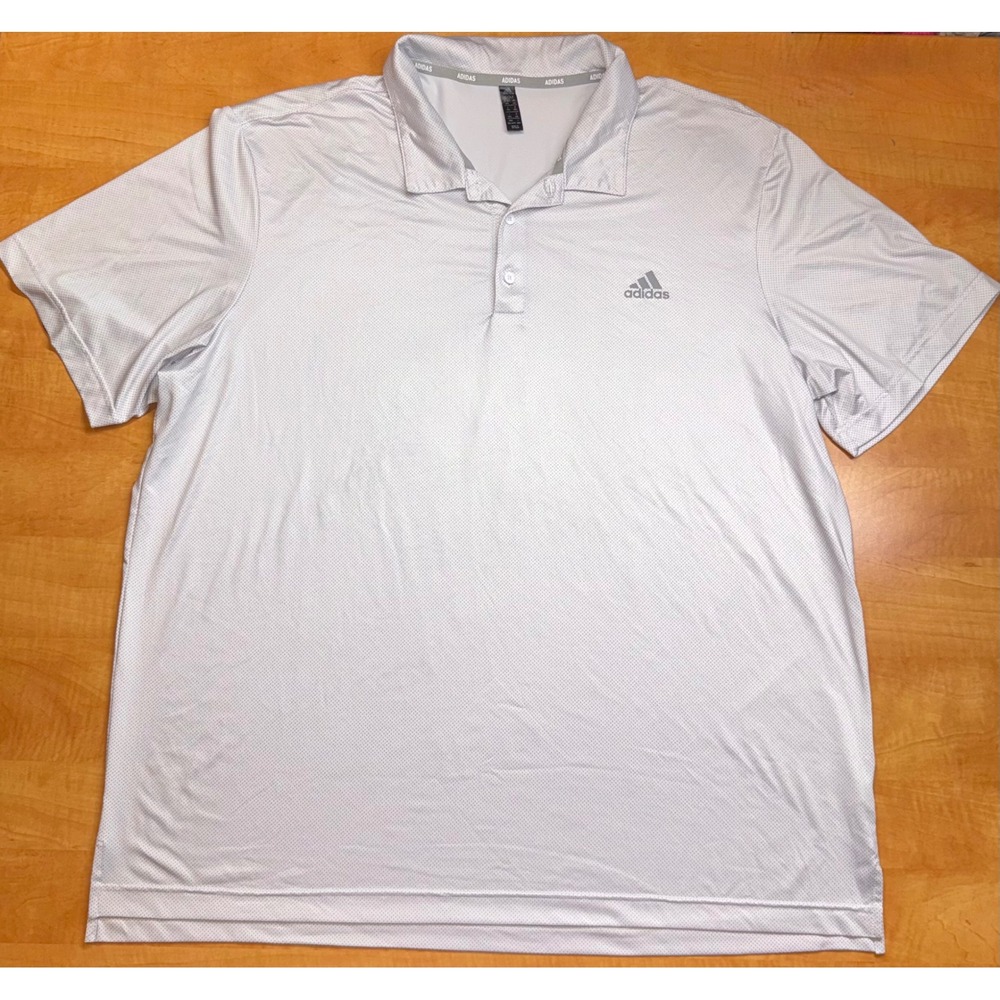 Adidas Golf Mens 2XL White Micro Dot Performance Short Sleeve Polo Shirt